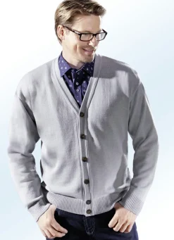 Cardigan mit durchgehender Knopfleiste in 5 Farben