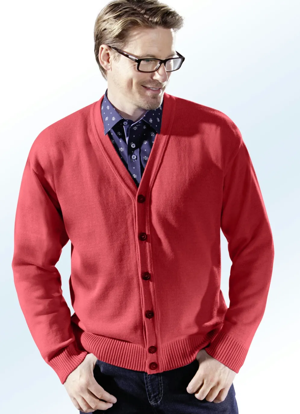 Cardigan mit durchgehender Knopfleiste in 5 Farben