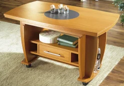 Couchtisch auf Rollen mit Stein-Optik-Einlage