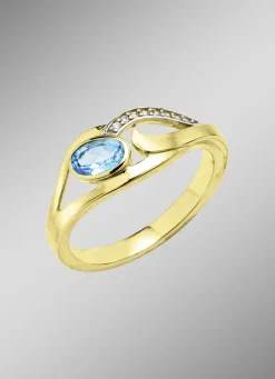 Damenring mit Blautopas und Zirkonia