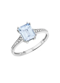 Damenring mit Brillanten und Blautopas