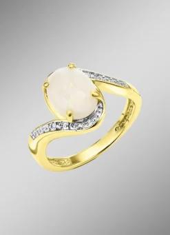 Damenring mit Diamanten und echt Opal