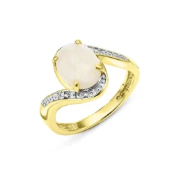 Damenring mit Diamanten und echt Opal