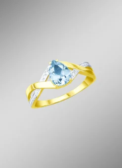 Damenring mit echt Blautopas und Brillanten