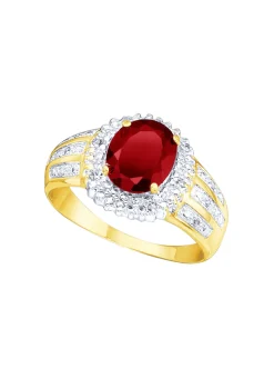 Damenring mit echt Granat und Diamanten