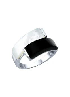 Damenring mit echt Onyx und echt Perlmutt