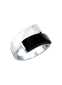Damenring mit echt Onyx und echt Perlmutt