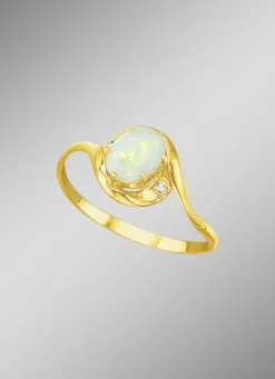 Damenring mit echt Opal und synth. Zirkonia