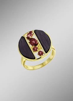 Damenring mit echt Rhodolith und Schiefer