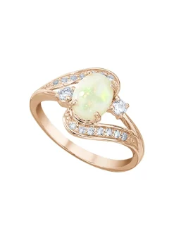 Damenring mit echtem Opal und synth. Zirkonia