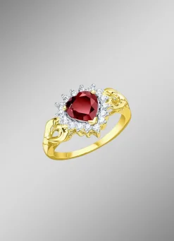 Damenring mit Granat und Weißtopas