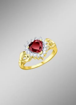 Damenring mit Granat und Weißtopas