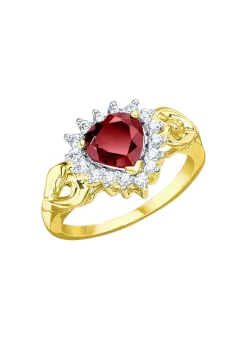 Damenring mit Granat und Weißtopas