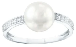 Damenring mit Süßwasser-Zuchtperle und Brillanten
