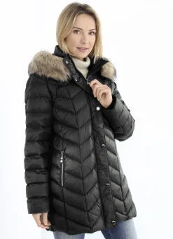 Daunenjacke mit abnehmbarer Kapuze