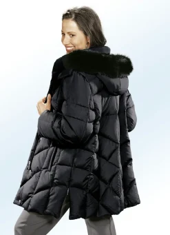 Daunenjacke mit abnehmbarem Kunstpelz-Besatz an der Kapuze