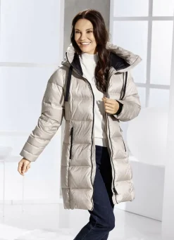 Daunen-Kurzmantel mit fester Kapuze