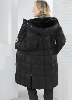 Daunen-Kurzmantel mit fester Kapuze