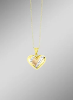 Diamantierter Herz-Anhänger in Tricolor
