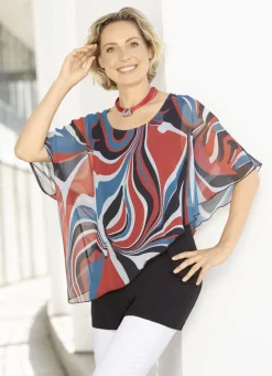 Doppellagiges, ponchoförmiges Longshirt