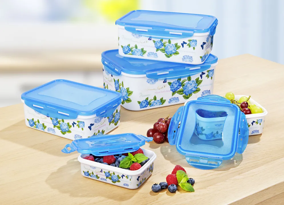 Dosen-Set eckig, 10-teilig mit schönem Hortensien-Dekor