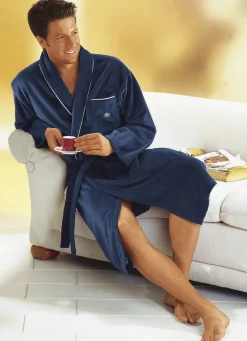 Doubleface Bademantel mit kleinem Stickereimotiv