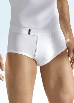 Dreierpack Slips aus Feinripp mit Eingriff, weiß, Bio-Baumwolle