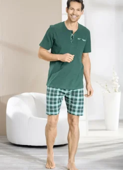 Dreiteiliges Shorty mit Knopfleiste und Brusttasche