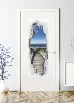 3D-Tür-Sticker Strand nordisch