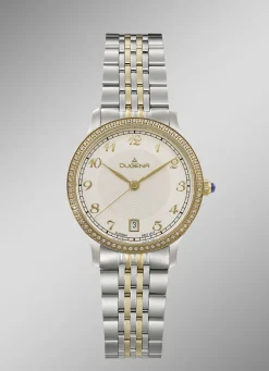 Dugena-Quartz-Damenuhr mit Edelstahlbandgehäuse