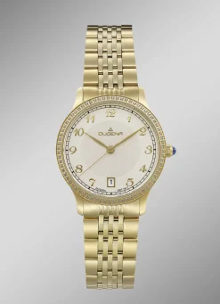 Dugena-Quartz-Damenuhr mit Edelstahlbandgehäuse