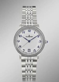 Dugena-Quartz-Damenuhr mit Edelstahlbandgehäuse