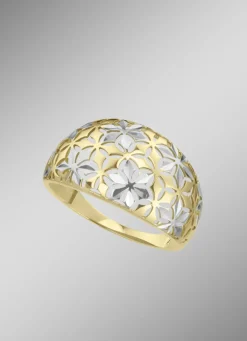 Durchbrochener Damenring in Bicolor im Blumen-Deign