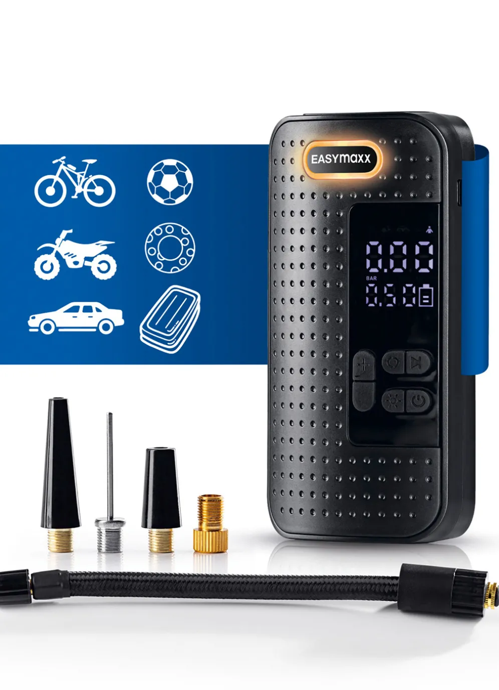 EASYmaxx Akku-Handkompressor mit LED-Beleuchtung