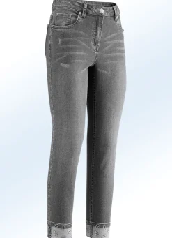 Edel-Jeans in 7/8-Länge mit hübschem Glitzersteinchenbesatz