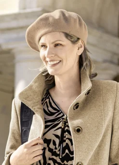 Edle Damen-Baskenmütze, mit Walk aus Schurwolle