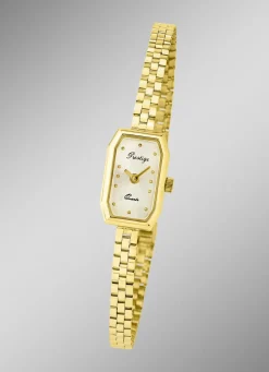 Edle Prestige-Quartz-Damenuhr mit Goldbandgehäuse