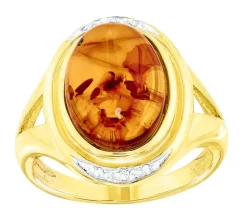 Edler Damenring mit echt Bernstein