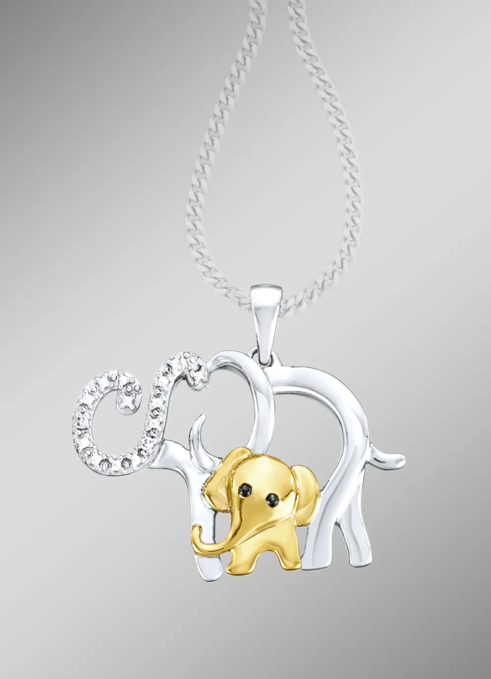Elefanten-Anhänger mit 3 Diamanten