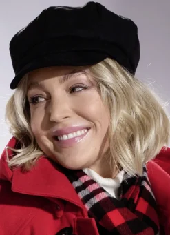 Elegante Damen-Ballonmütze, mit rückwärtigem Elastikeinsatz