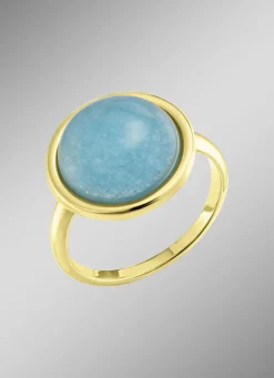 Eleganter Damenring mit echt blauem Chalcedon