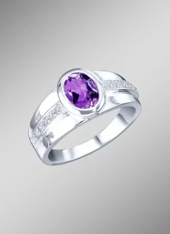 Eleganter Damenring mit echt Amethyst und synth. Zirkonia
