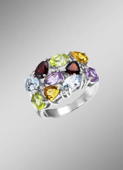 Eleganz in Silber: Damenring mit Edelsteinen