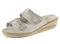 ELENA EDEN Pantolette aus krokogeprägtem Lack- und Nappaleder