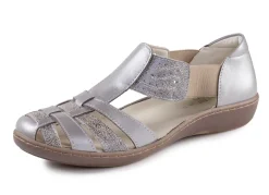 ELENA EDEN Riemchen-Sandale aus Nappaleder und effektvoll geprägtem Veloursleder