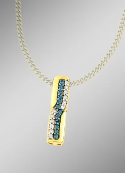 Entzückender Anhänger mit weißen und blauen Brillanten