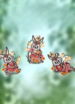 3er-Set Fensterbilder aus Plauener Spitze