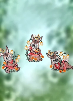 3er-Set Fensterbilder aus Plauener Spitze