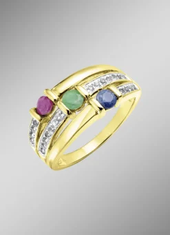 Farbenprächtige Eleganz: Damenring mit echten Edelsteinen