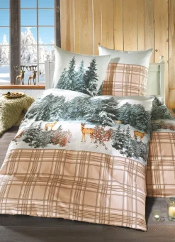 Feinbiber Bettwäsche-Garnitur aus 100% Baumwolle